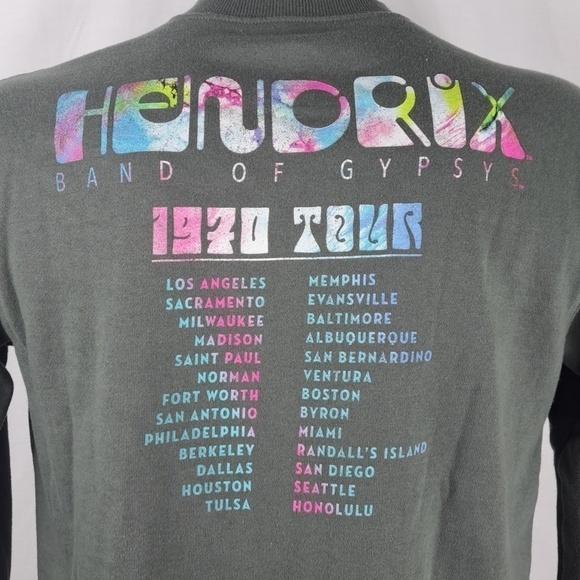 Jimi Hendrix retro 1970 tour double sided graphic grey SM rock band sweatshirt - Picture 4 of 5